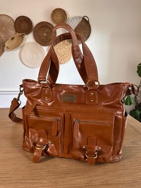 Kelly Moore Cognac Brown Camera Bag DSLR Photographer Tote Shoulder Bag